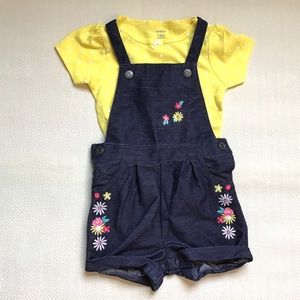 Girls Carter’s Overall Shorts Set New